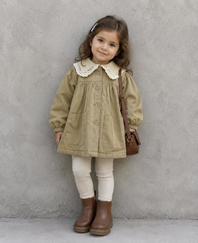 پالتو کتان داخل خز نسکافه ای